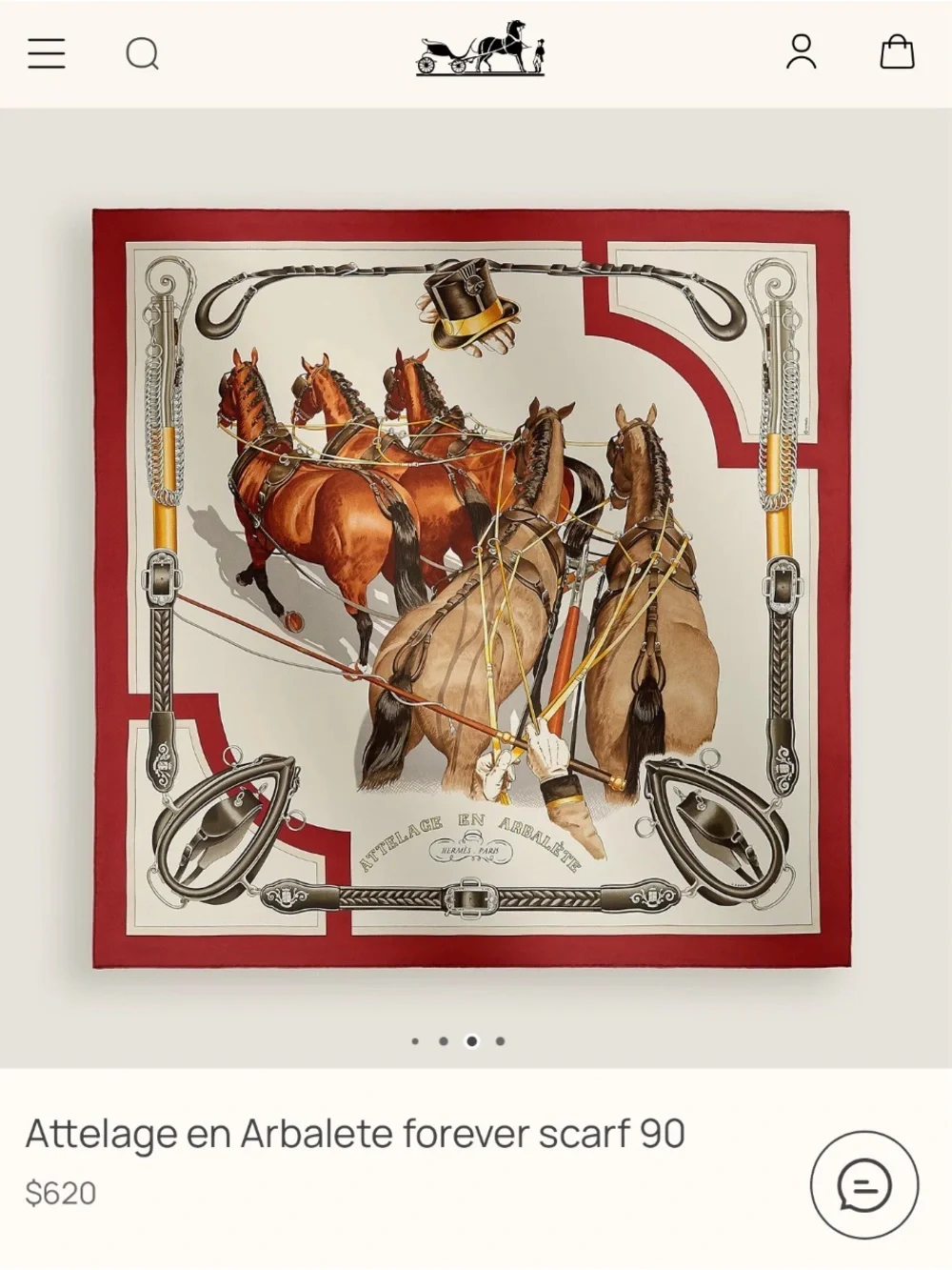 Authentic Hermès Silk Scarf 90